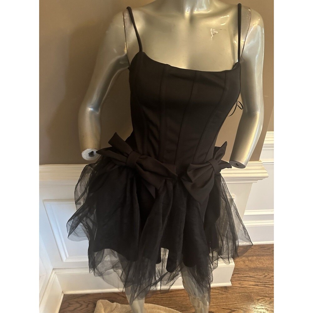 NWT FASHION NOVA Black Bow Corset Mini Dress Sz Small - Picture 2 of 6